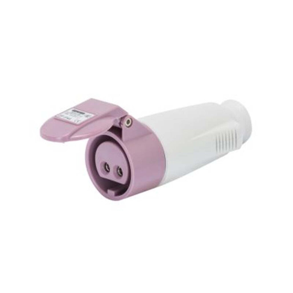 Ficha prolong. ind. 2P s/tierra 16A 24V violeta - GG2064