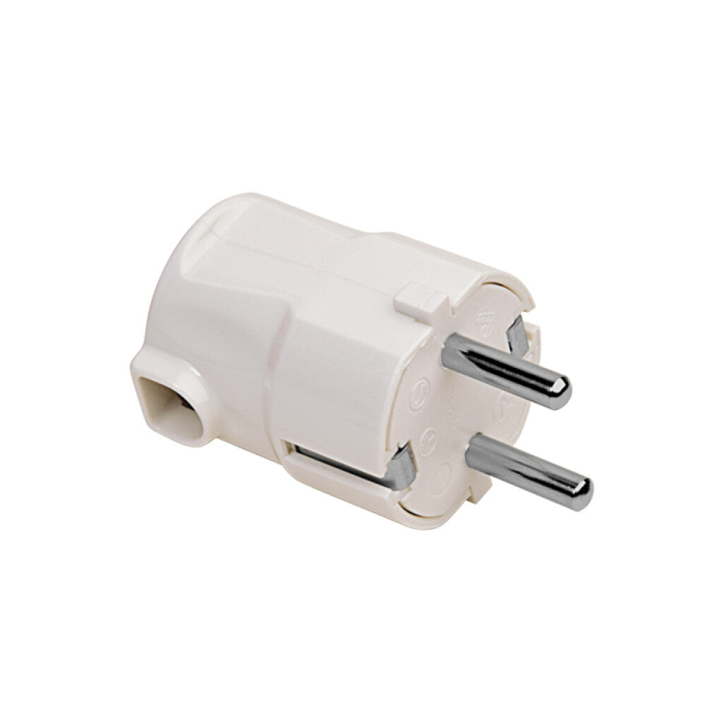 Ficha schuko tierra lateral 16A cable a 90° blanca - C84620