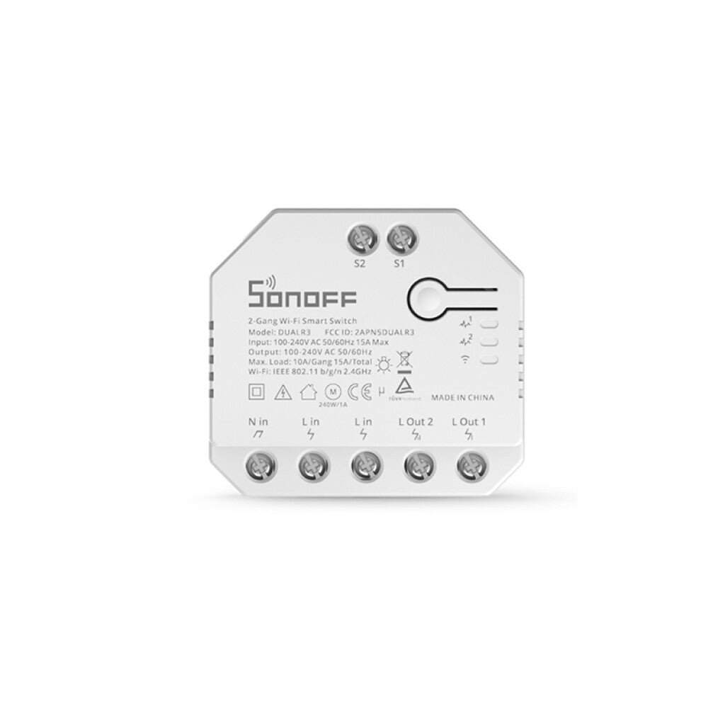Interruptor inteligente WIFI p/riel DUAL R3 SONOFF - SO0111