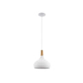Lámpara campana metal blanco y madera Ø28 SABINAR - EG0813