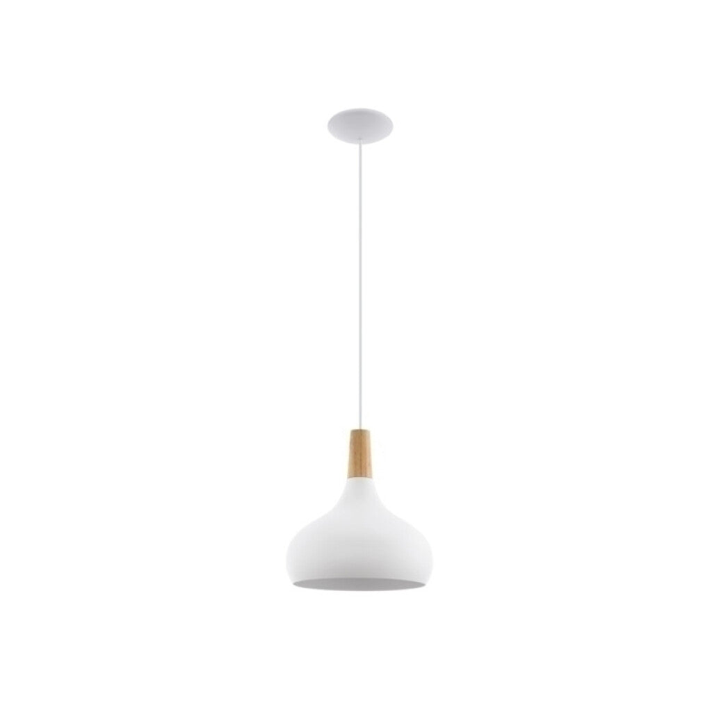 Lámpara campana metal blanco y madera Ø28 SABINAR - EG0813