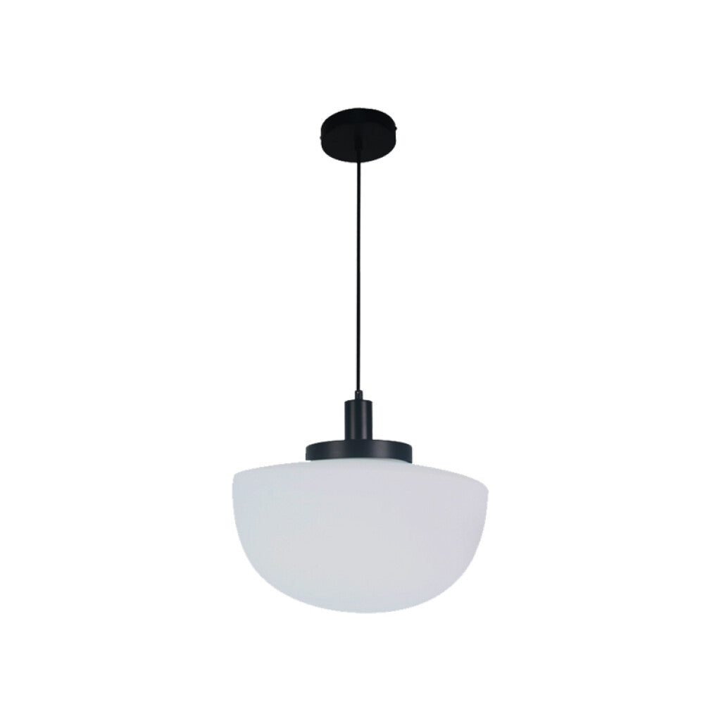 Lámpara colg. metal negro y vidrio opal E27 Ø350mm - IX9568