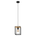 Lámpara colgante acero ngro madera prisma LIBERTAD - EG4322