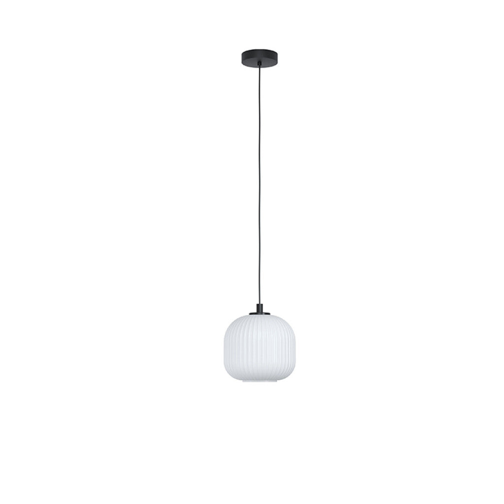Lámpara colgante acero ngro/vidrio opal MANTUNALLE - EG0132