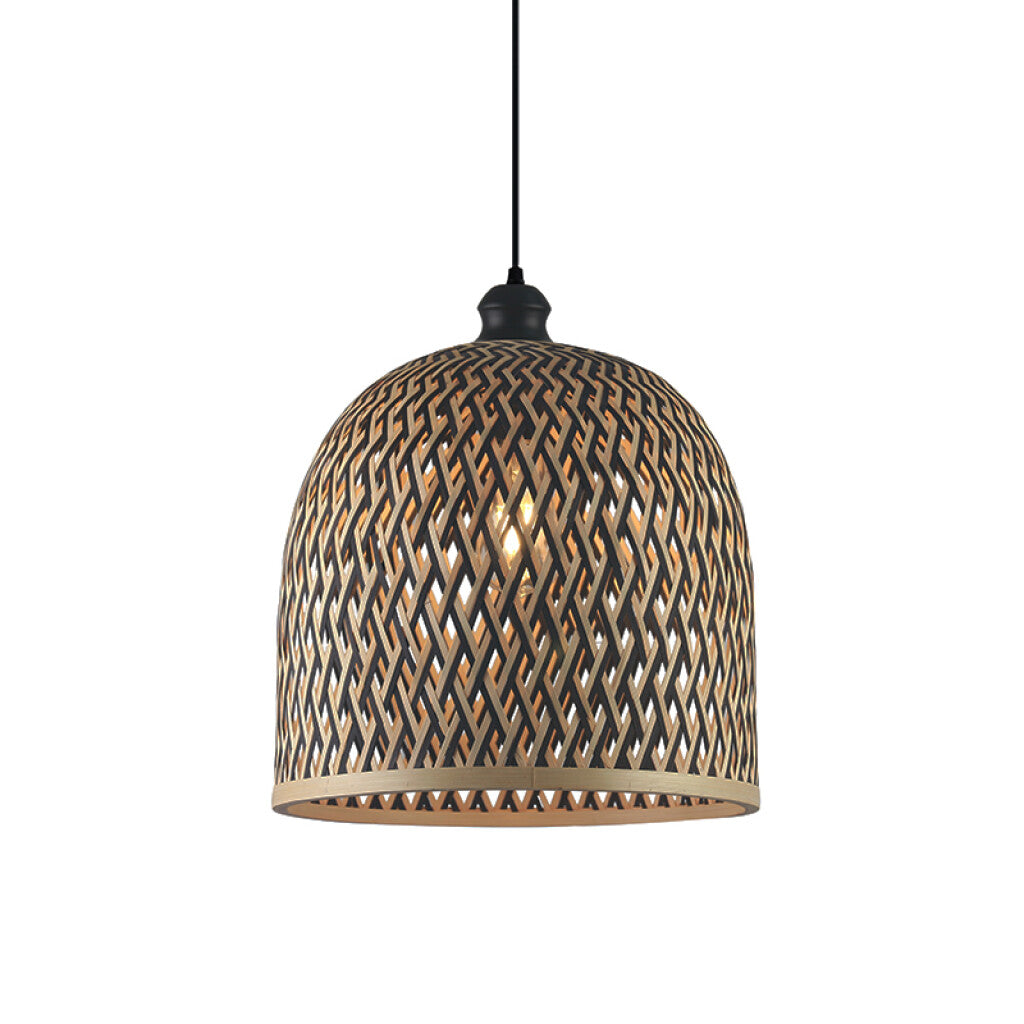 Lámpara colgante campana de bambú E27 Ø350x350mm - IX9514