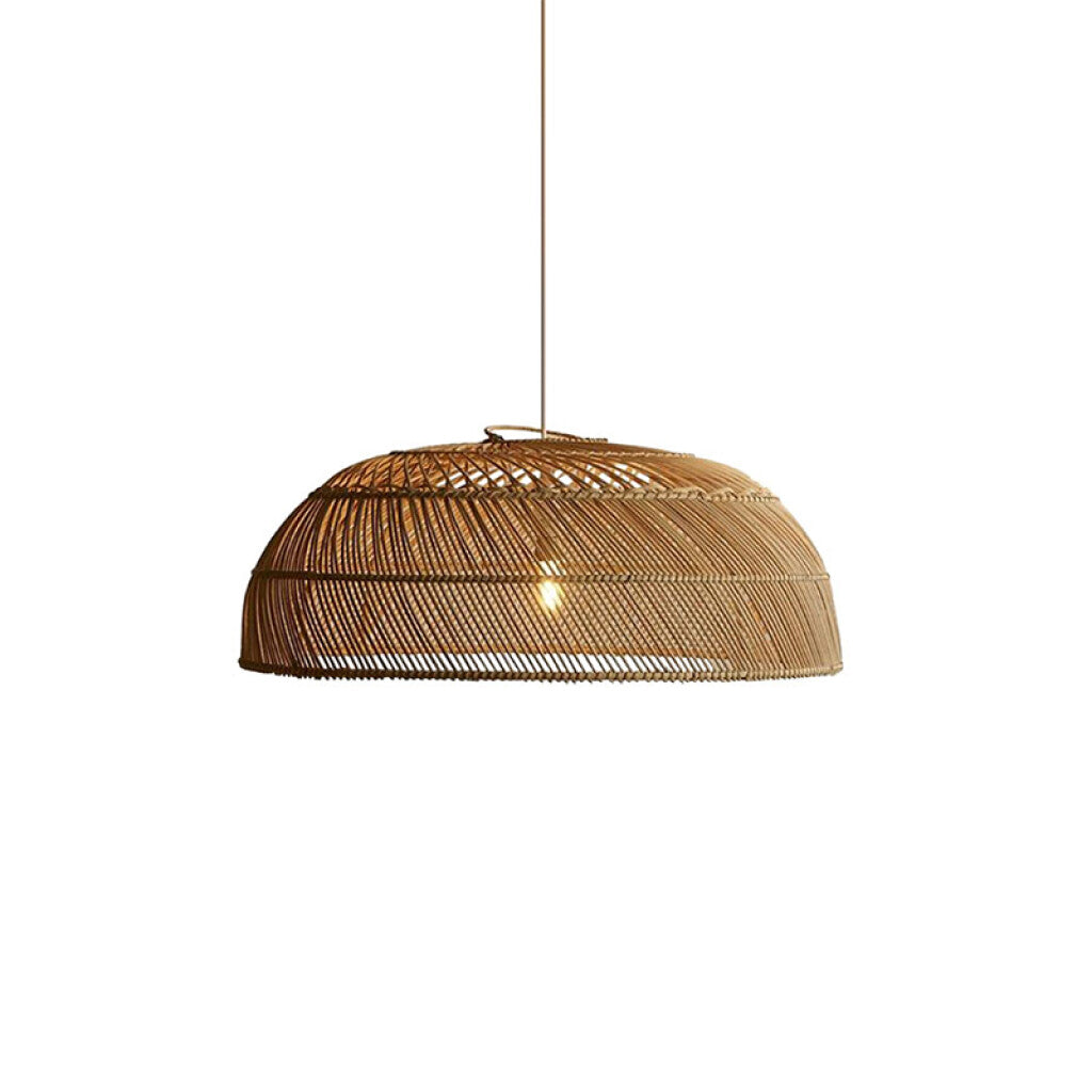Lámpara colgante campana de ratán E27 Ø500x180mm - IX9522