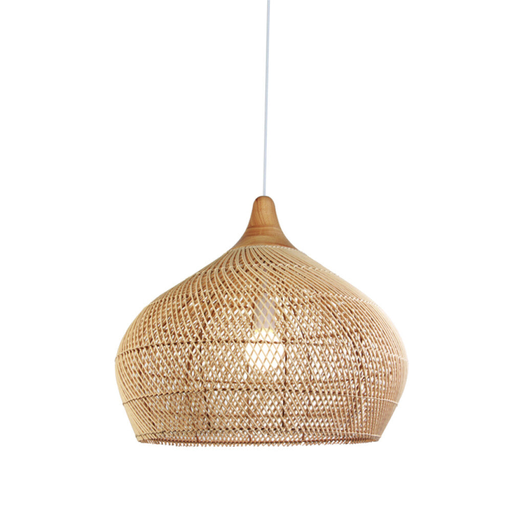 Lámpara colgante campana de ratán E27 Ø600x450mm - IX9544
