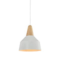 Lámpara colgante campana metal blanco y madera Ø26 - IX9010