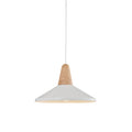 Lámpara colgante campana metal blanco y madera Ø36 - IX9012