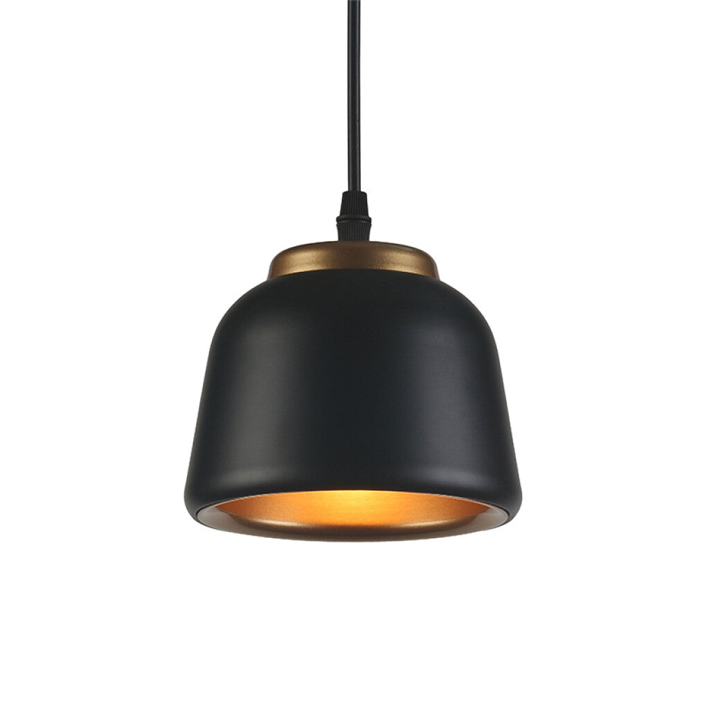 Lámpara colgante campana metal negro dorado Ø15cm - IX9162