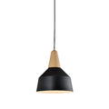Lámpara colgante campana metal negro y madera Ø26 - IX9008