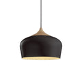 Lámpara colgante campana metal negro y madera Ø35 - IX9041