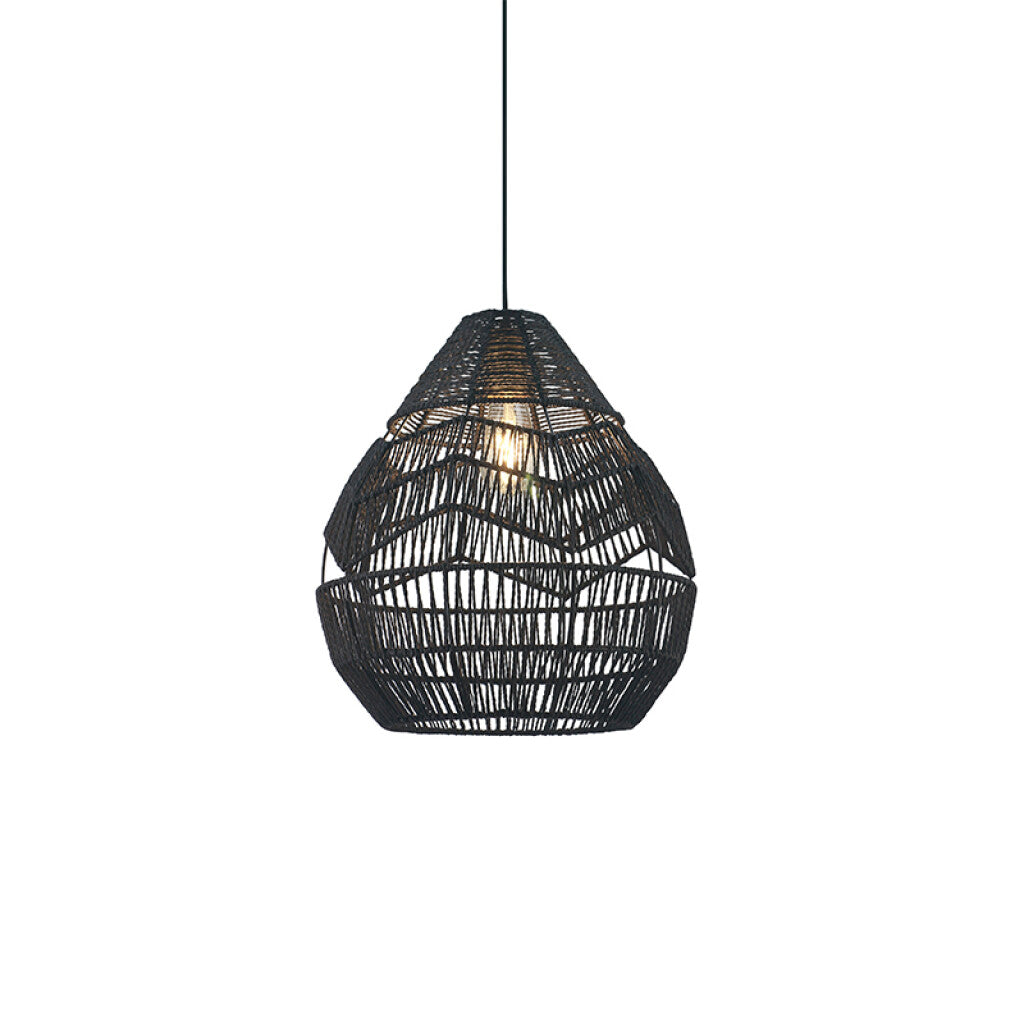 Lámpara colgante campana metal y cuerda negro Ø38 - IX9178
