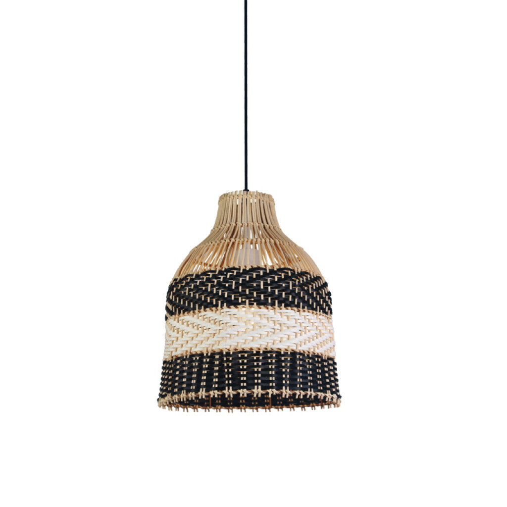 Lámpara colgante cilíndrica beige negro E27 Ø300mm - IX9542