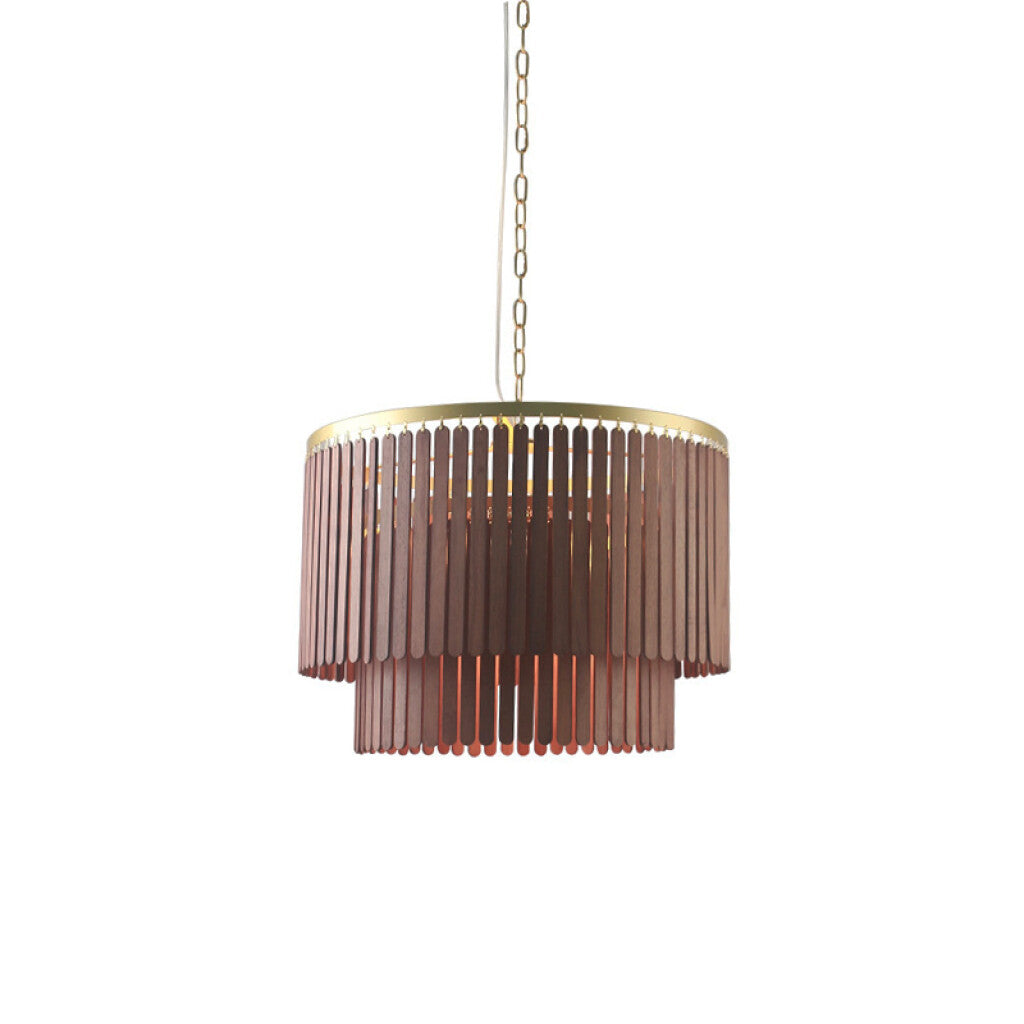 Lámpara colgante cilíndrica varilla madera 400mm 3XE27 - IX9536
