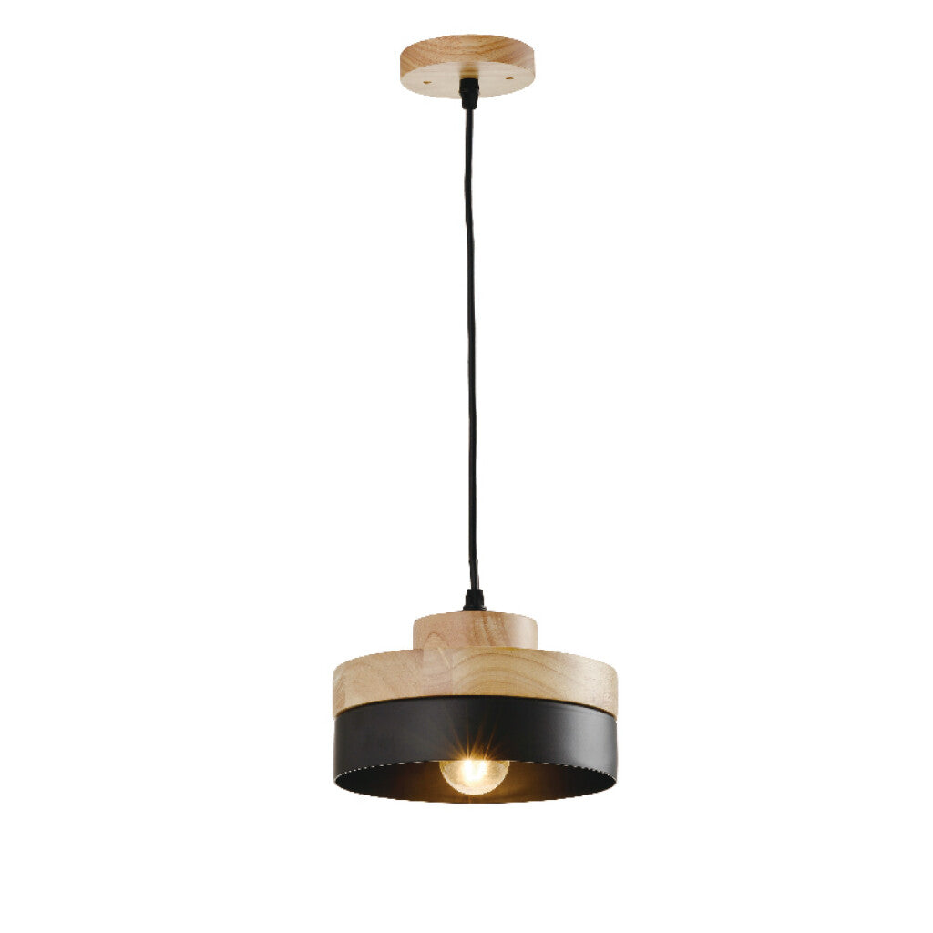 Lámpara colgante cilíndrico chato metal negro Ø18 - IX9032