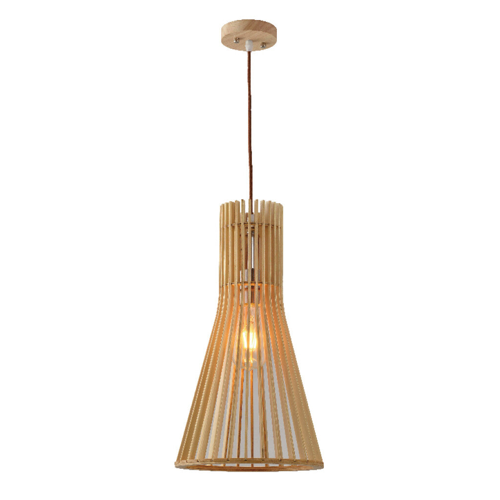 Lámpara colgante cónico c/varillas de madera Ø25cm - IX9066