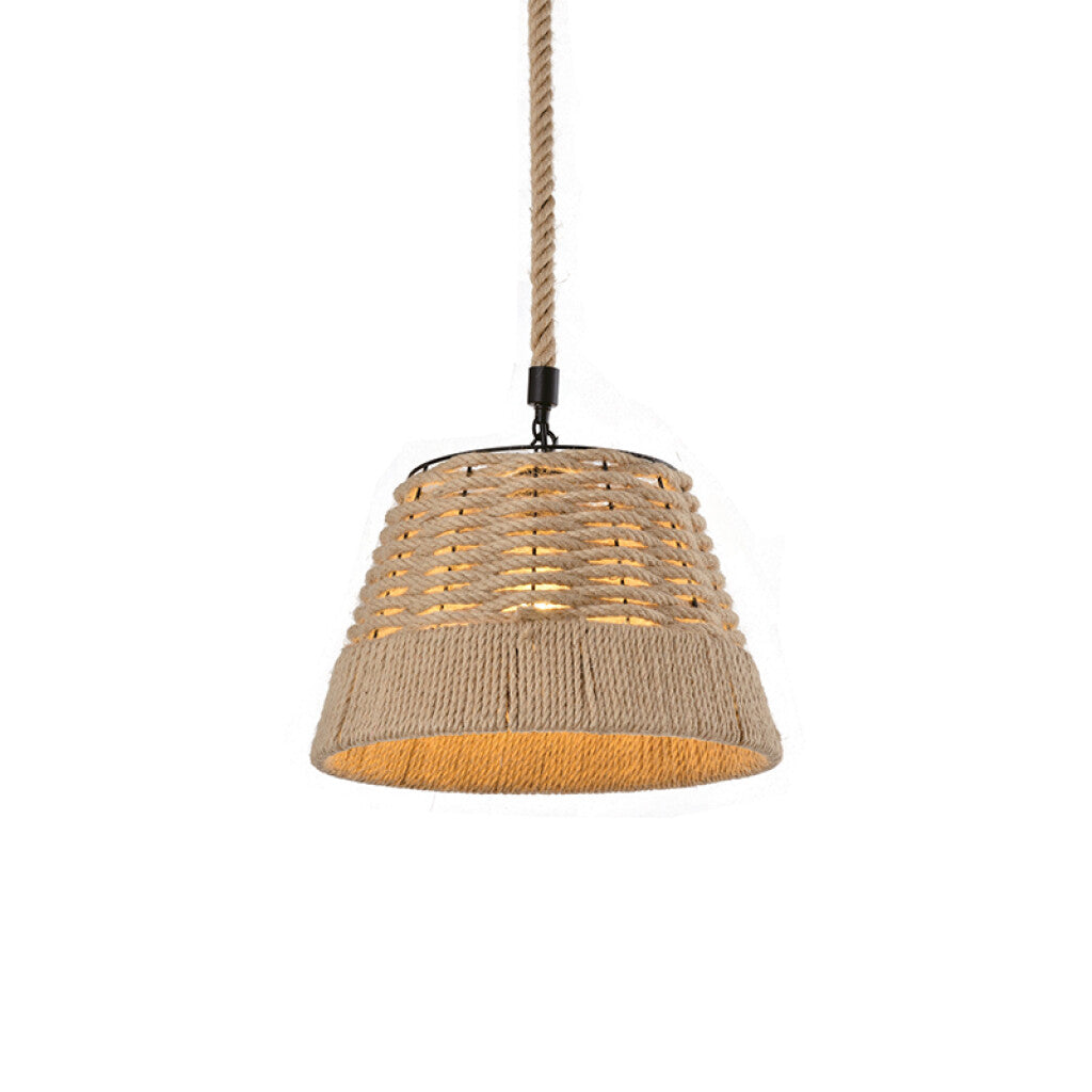 Lámpara colgante cónico de cáñamo y metal Ø36,5cm - IX9174