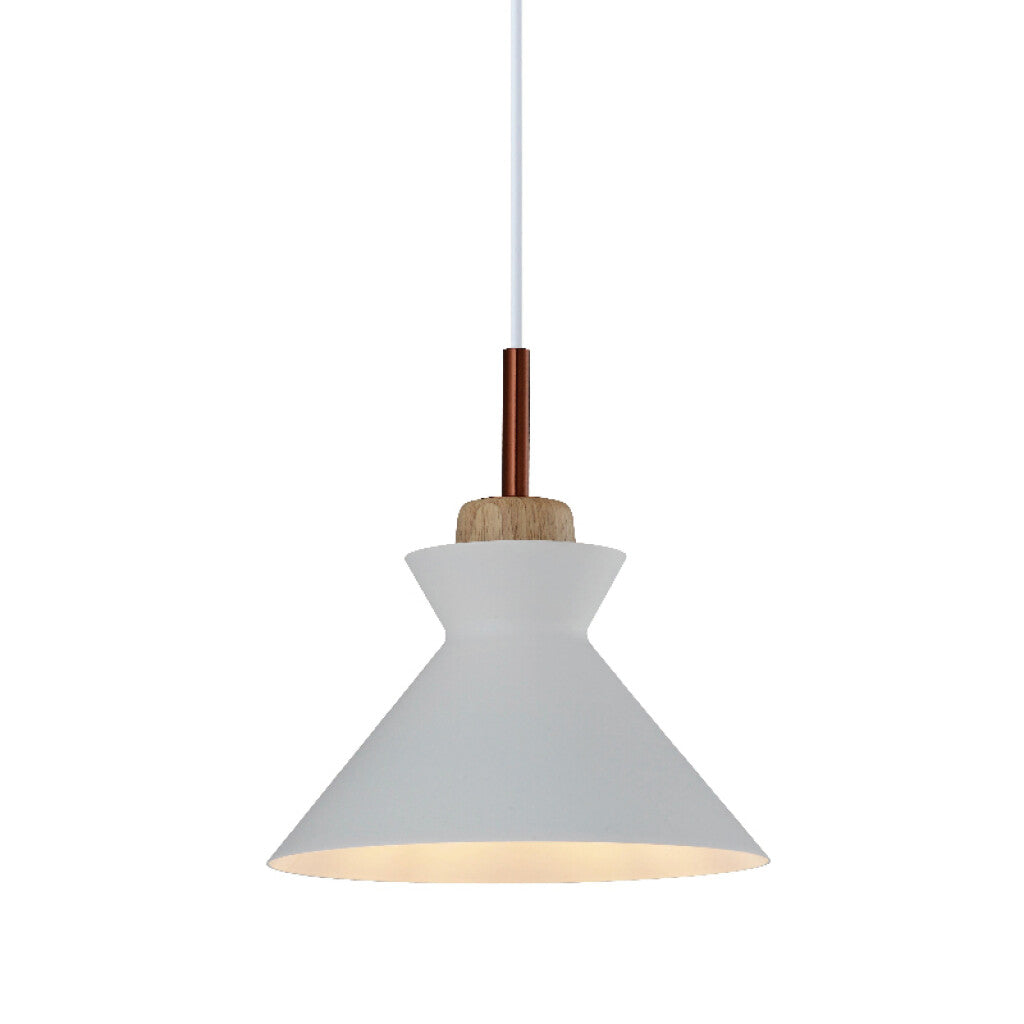 Lámpara colgante cónico de metal blanco Ø25cm - IX9038