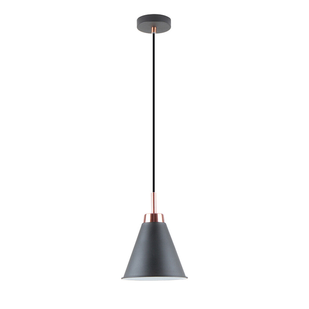 Lámpara colgante cónico de metal negro y cromo Ø18 - IX9005