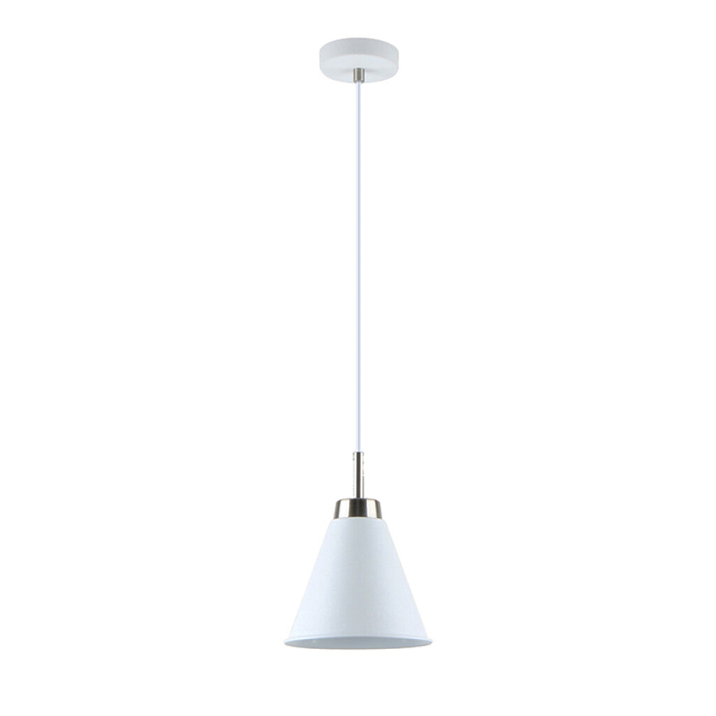 Lámpara colgante cónico metal blanco y cromo Ø18cm - IX9003
