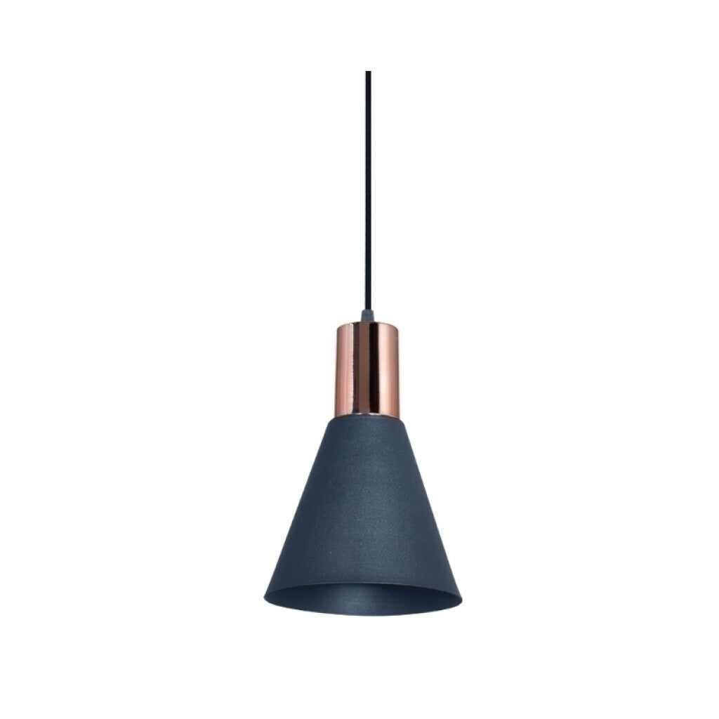Lámpara colgante cónico negro/cobre 1XE27 Ø16cm - JU0344