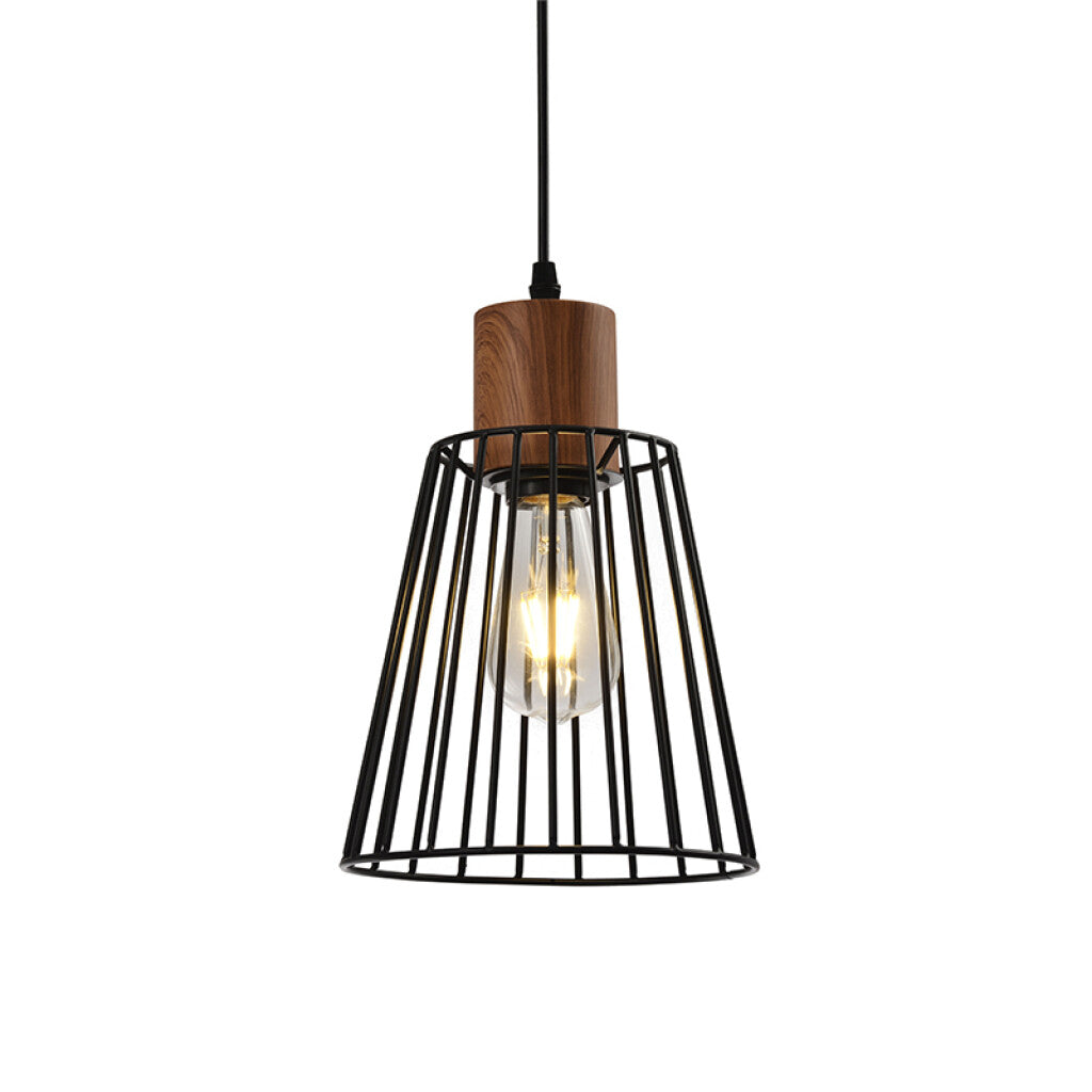 Lámpara colgante cónico reja metal negro Ø20cm - IX9157