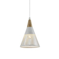 Lámpara colgante cónico varilla metal blanco Ø18cm - IX9070