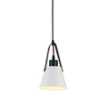 Lámpara colgante cono metal blco+ símil cuero Ø15 - IX9059X