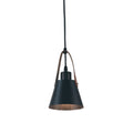 Lámpara colgante cono metal negro+ símil cuero Ø15 - IX9061X