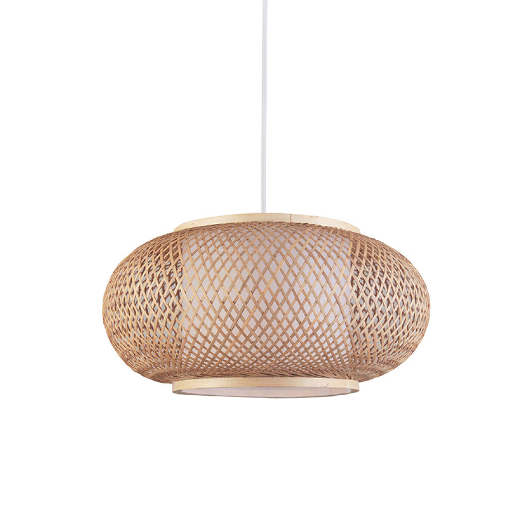 Lámpara colgante de bambú con difusor opal Ø35cm - IX9146
