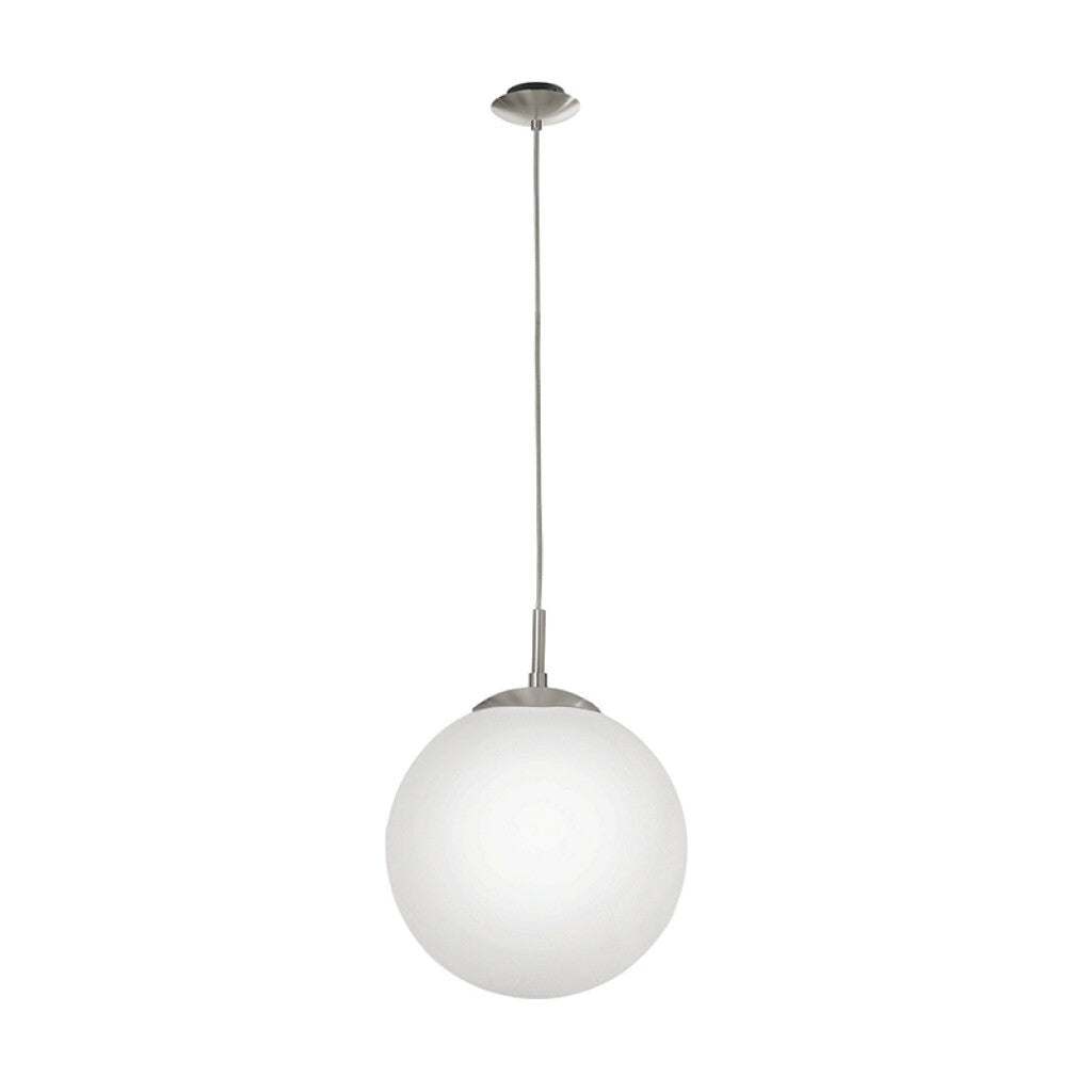 Lámpara colgante de vidrio, estructura niquelada - EG0142