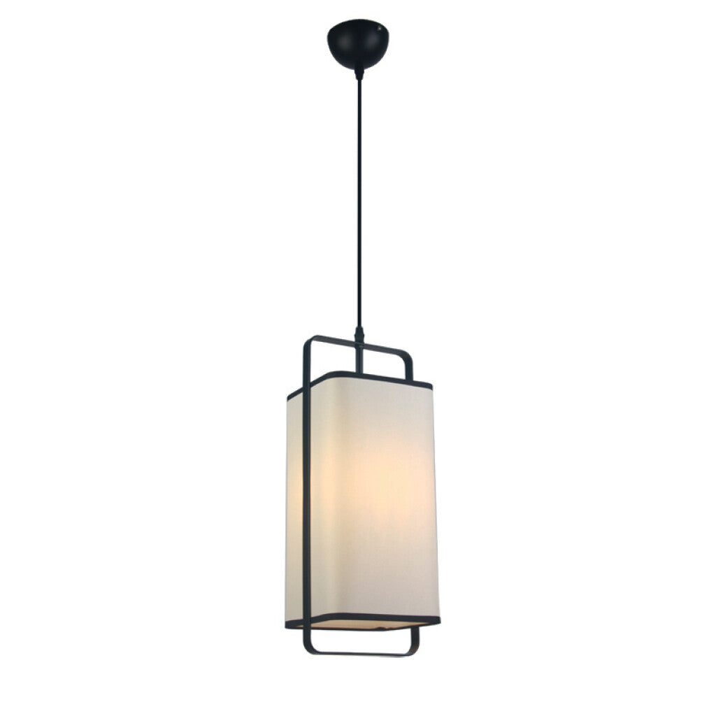 Lámpara colgante E27 Ø180mm acero negro y tela - IX9560