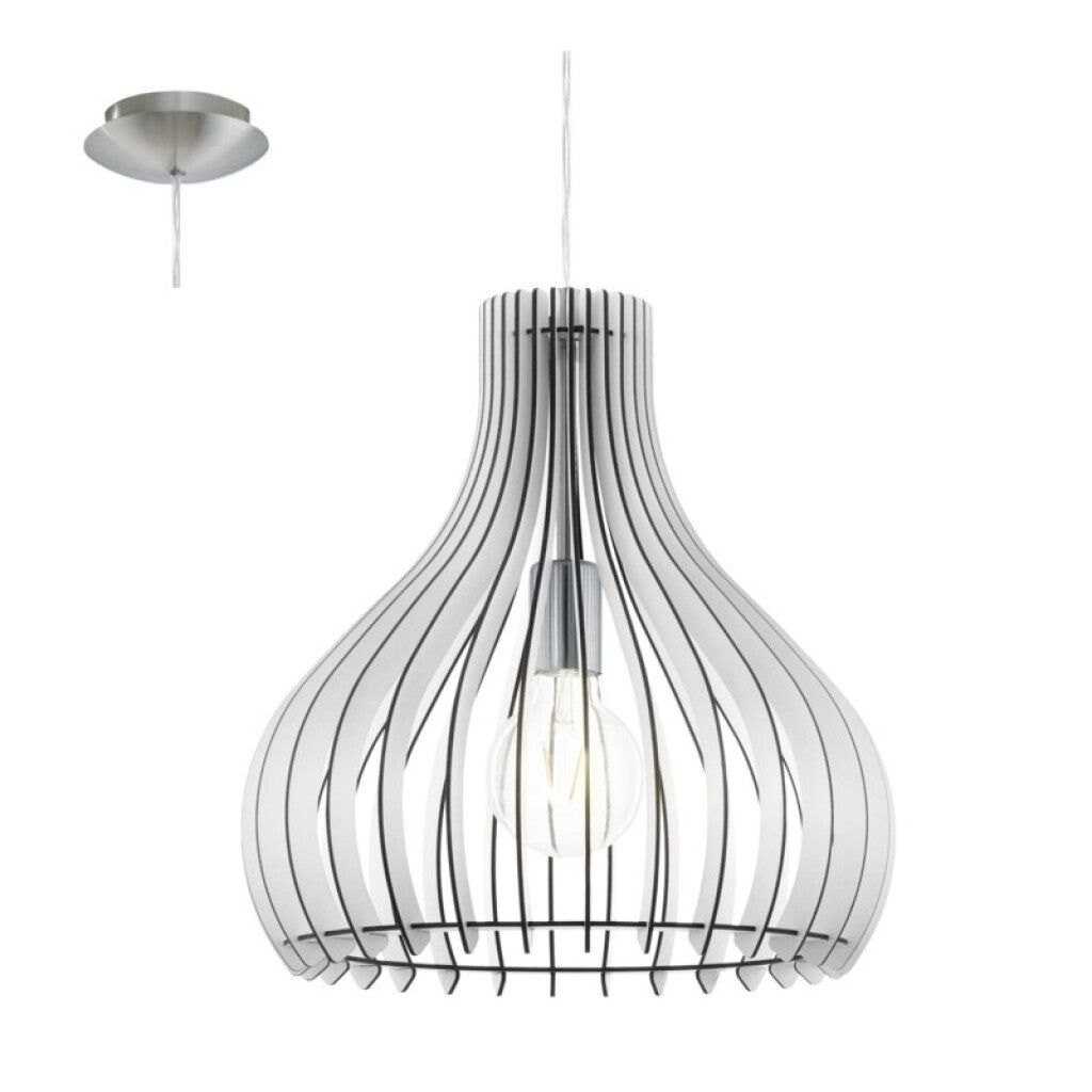 Lámpara colgante fibras/madera blanca Ø50 TINDORI - EG0262