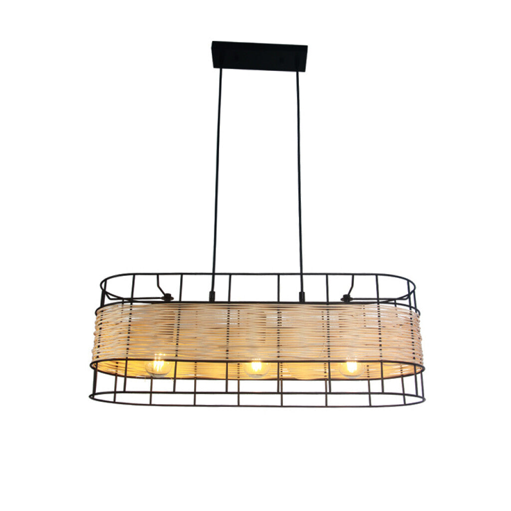 Lámpara colgante madera apaisada 3xE27 710x230mm - IX9540