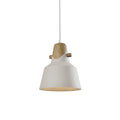 Lámpara colgante metal blanco y madera vintage Ø22,5cm - IX9047