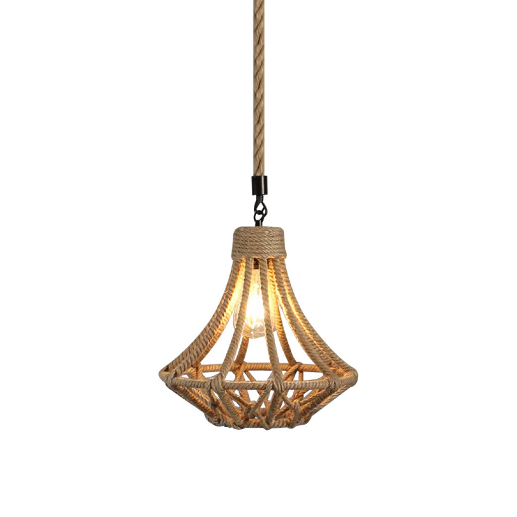 Lámpara colgante metal bronce y cuerda 1xE27 Ø30cm - IX9150X
