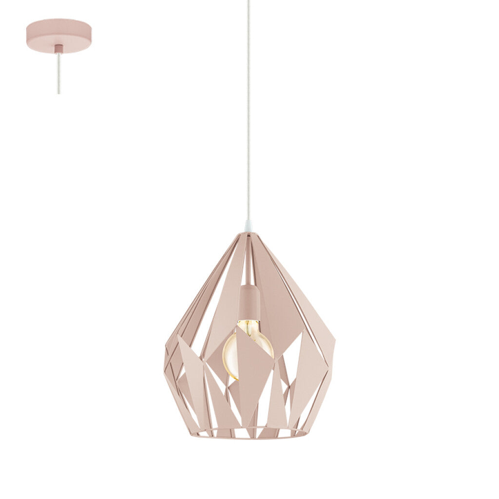 Lámpara colgante metal calado rosa Ø31cm CARLTON-P - EG0227