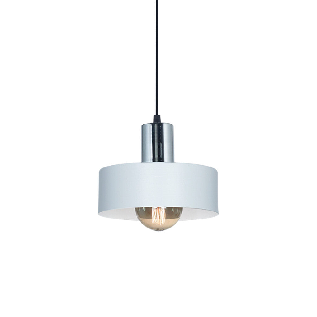 Lámpara colgante metálico blanco y cromo Ø200mm - JU0378