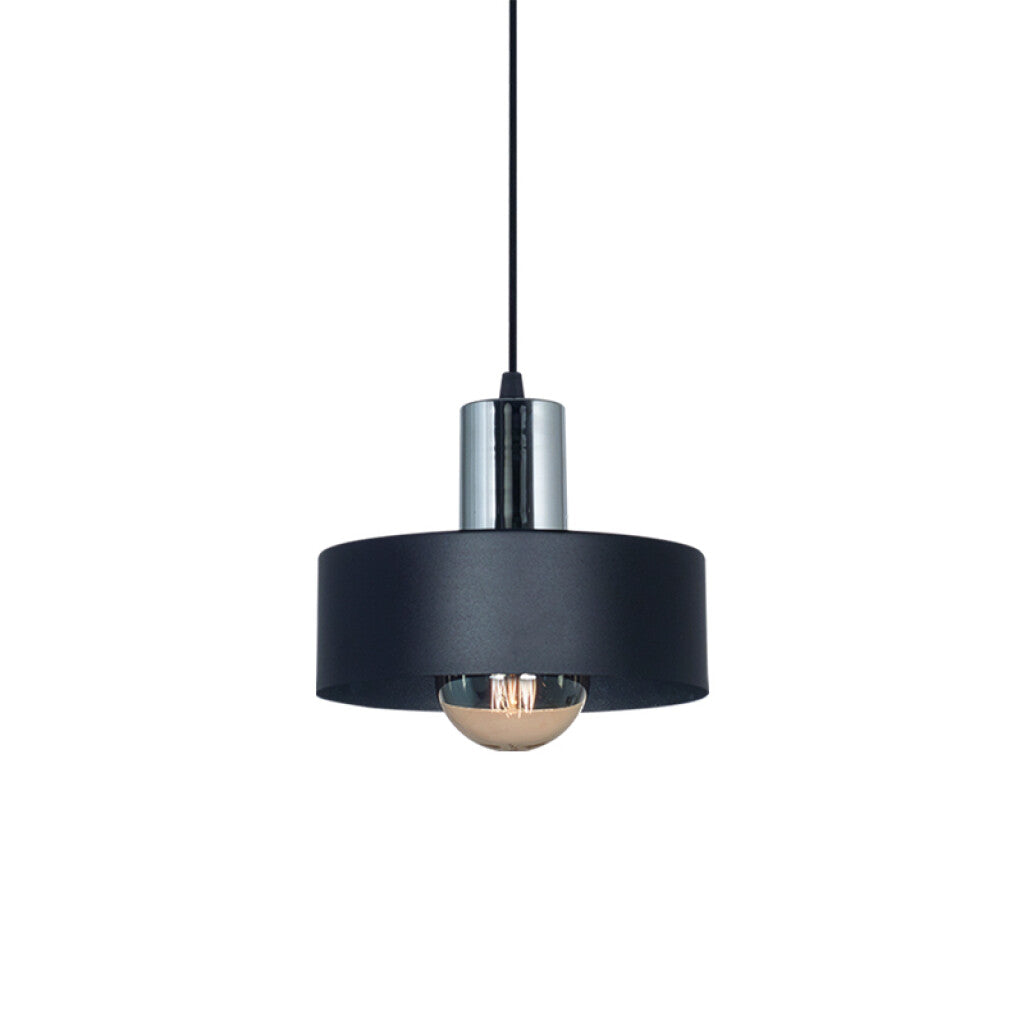 Lámpara colgante metálico negro y cromo Ø200mm - JU0376