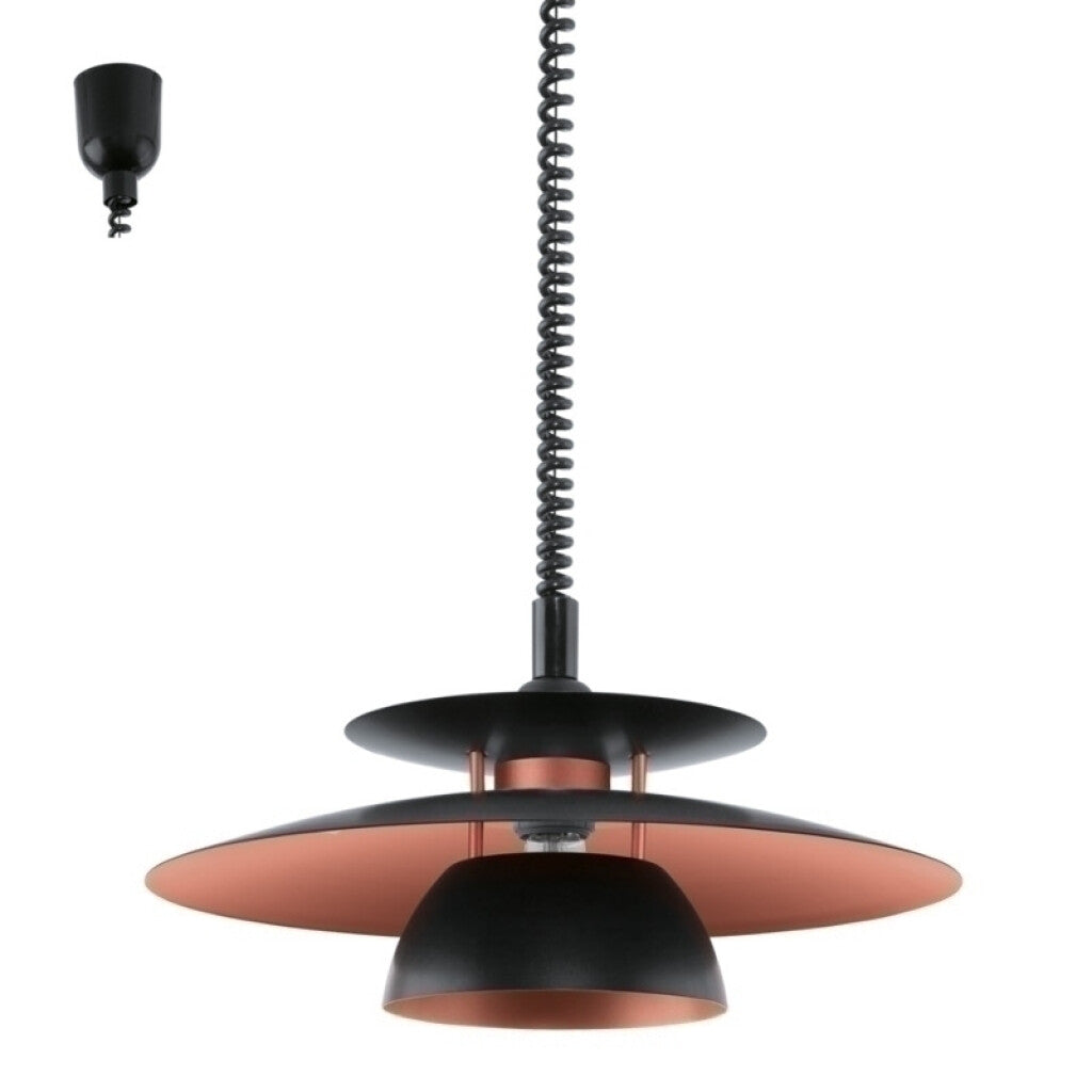 Lámpara colgante negro/cobre c/rolling ext. BRENDA - EG0310