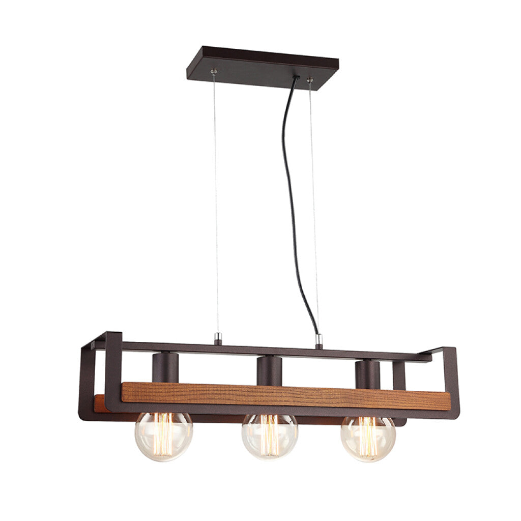 Lámpara colgante tipo barra de metal/madera 60cm - IX9055