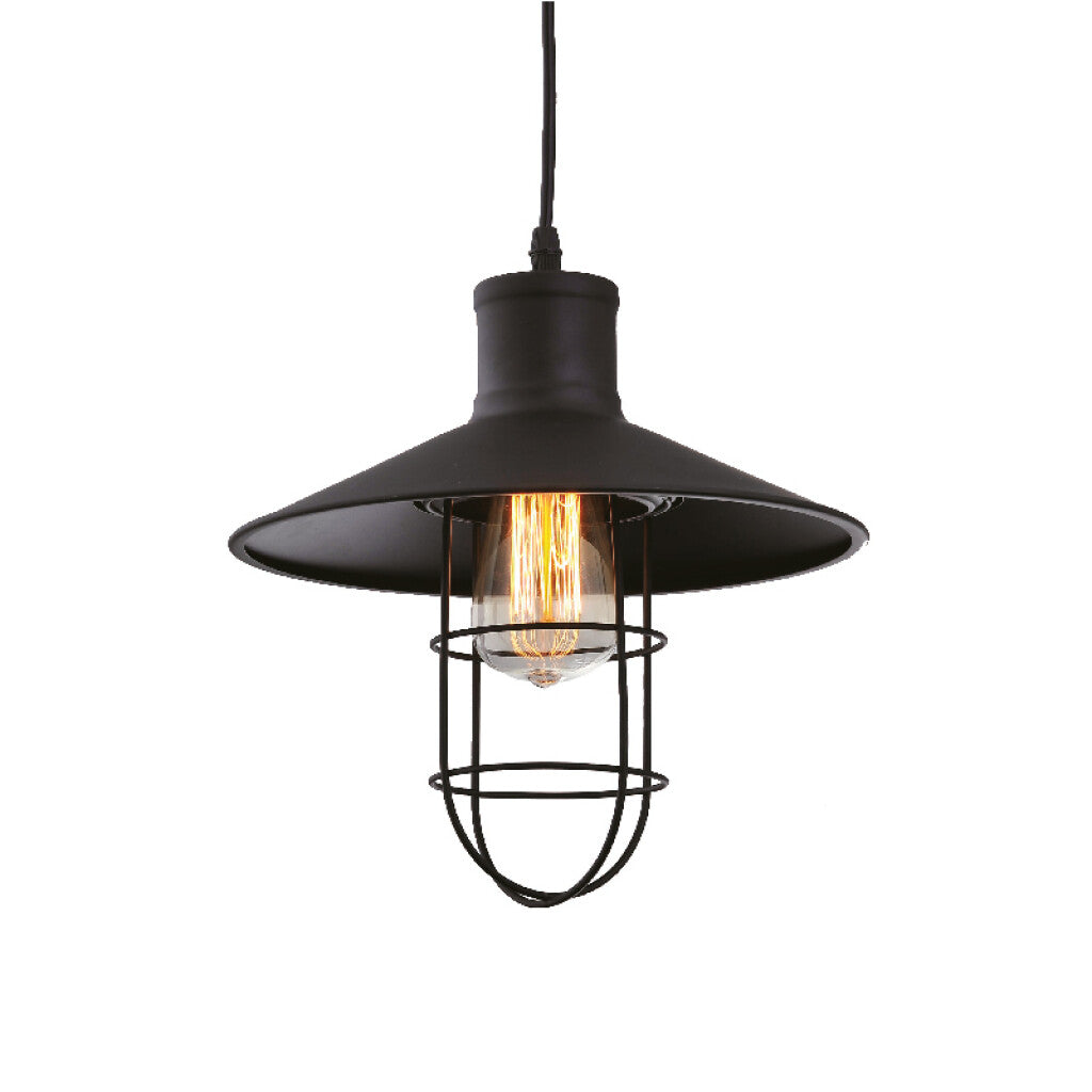 Lámpara colgante vintage campana metal negro Ø27cm - IX9124