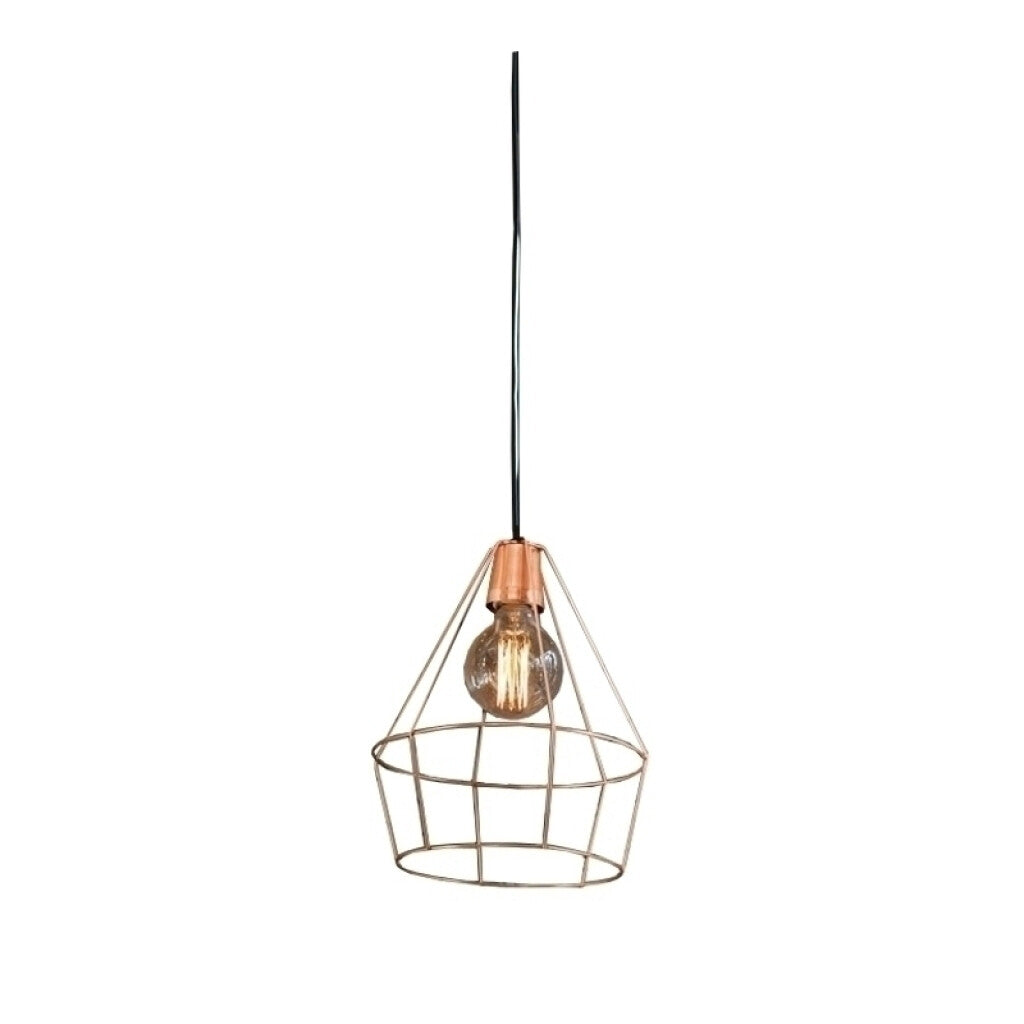 Lámpara colgante vintage tipo jaula Ø25cm cobre - JU0320