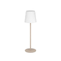 Lámpara de mesa E14 acero beige y pant tela blanca - EG6022