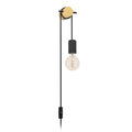 Lámpara de pared acero negro y madera E27 BUDDON - EG4250