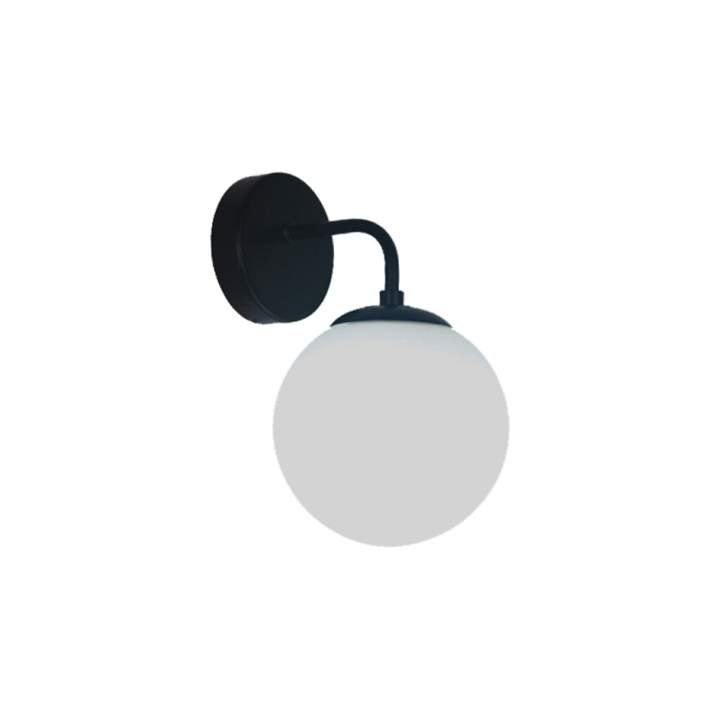 Lámpara de pared negro globo vidrio E27 Ø150 mm - IX9290