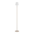 Lámpara de pie E14 acero beige y pant. tela blanca - EG6072