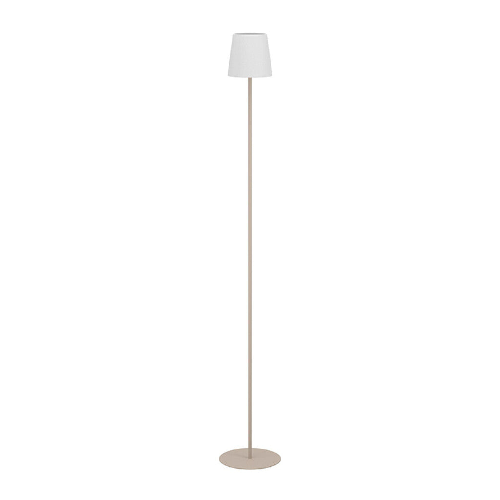 Lámpara de pie E14 acero beige y pant. tela blanca - EG6072