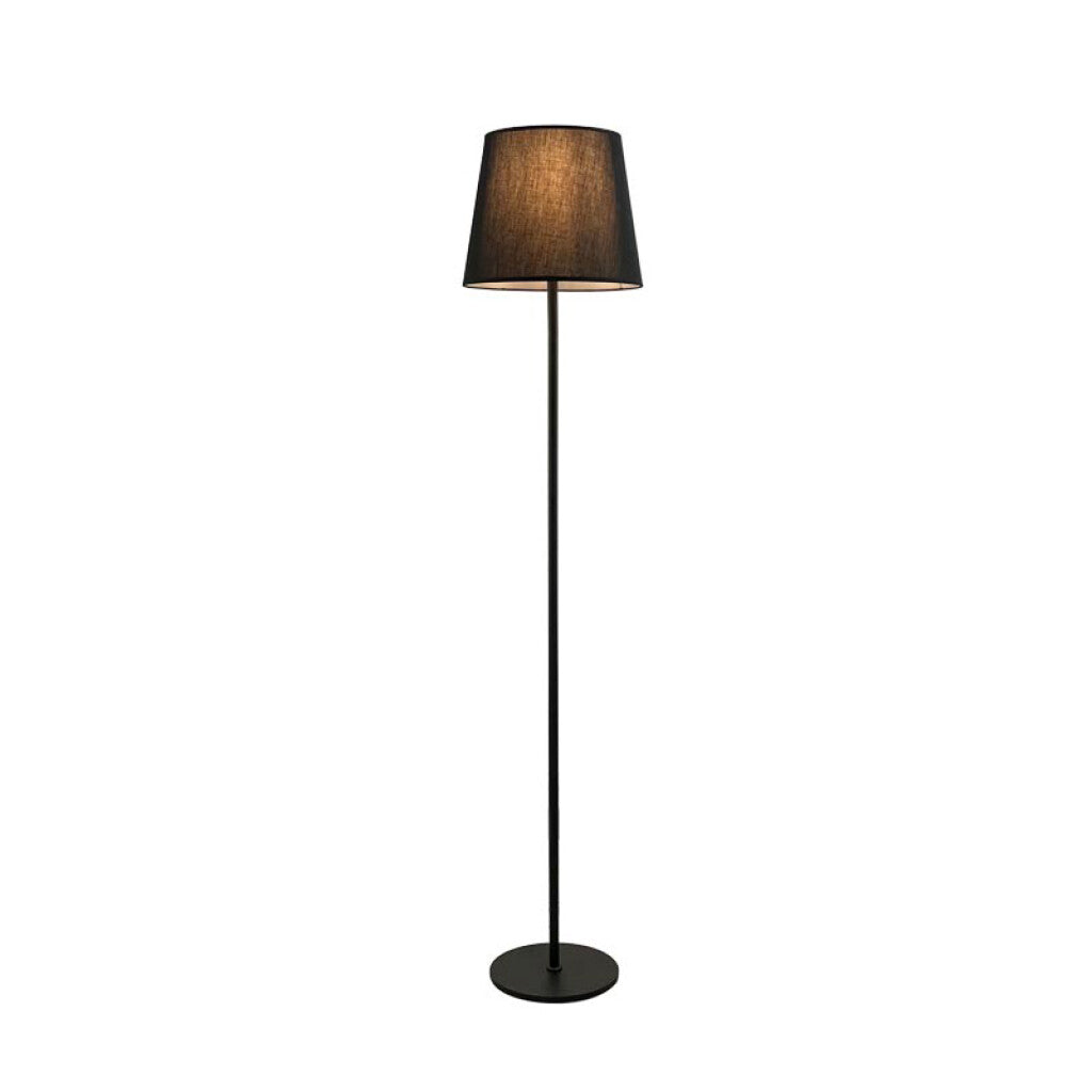 Lámpara de pie metal+pant. negra E27 Ø32cm 1,5m - IX9464